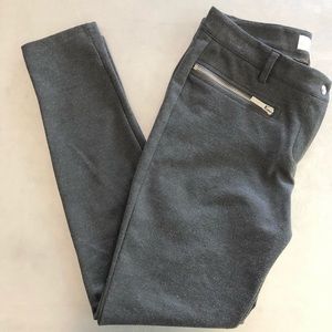 ⭐️Michael Kors⭐️Designer Gray Leggings Stretchy Pants Trousers Silver Zip sz 8